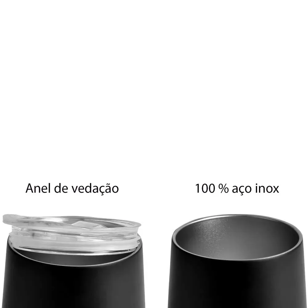 Copo Térmico C/ Tampa - Preto - 340 Ml - Thumbnail 5