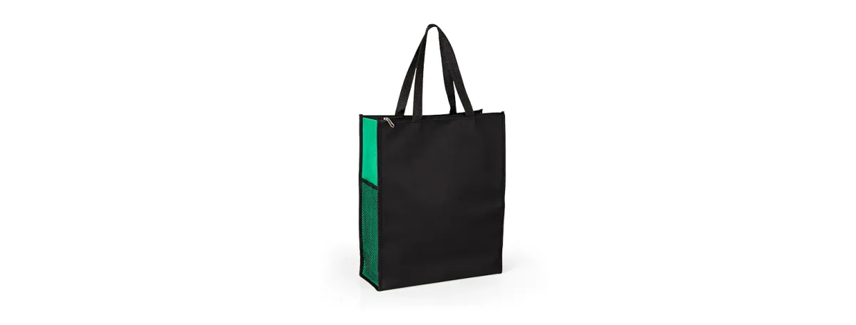 Sacola De Mão Em Nylon 600 - Preta/Verde
