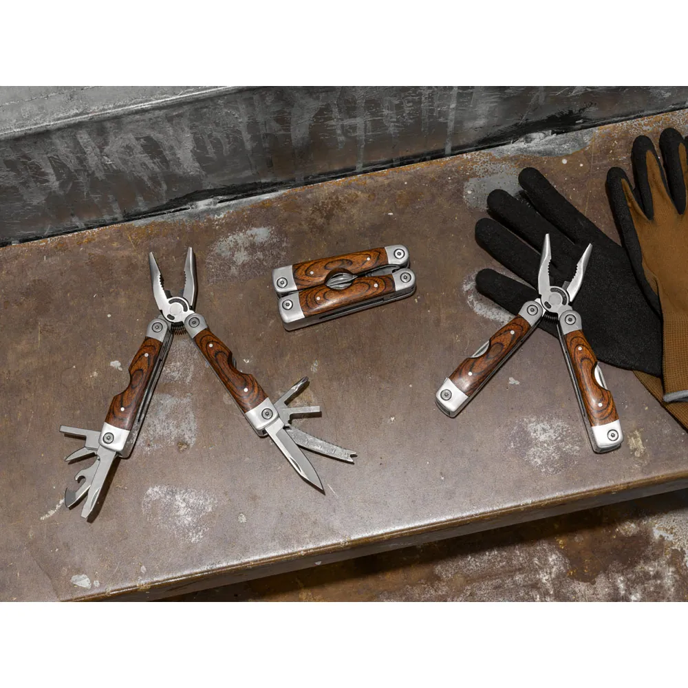 MAGNUM. Alicate dobrável com 20 ferramentas multifunções em aço inox e madeira - Thumbnail 6