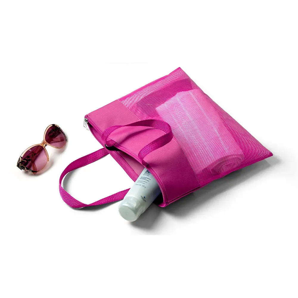 Sacola De Mão Em Nylon 600 E Tela Sanet - Rosa - Thumbnail 2