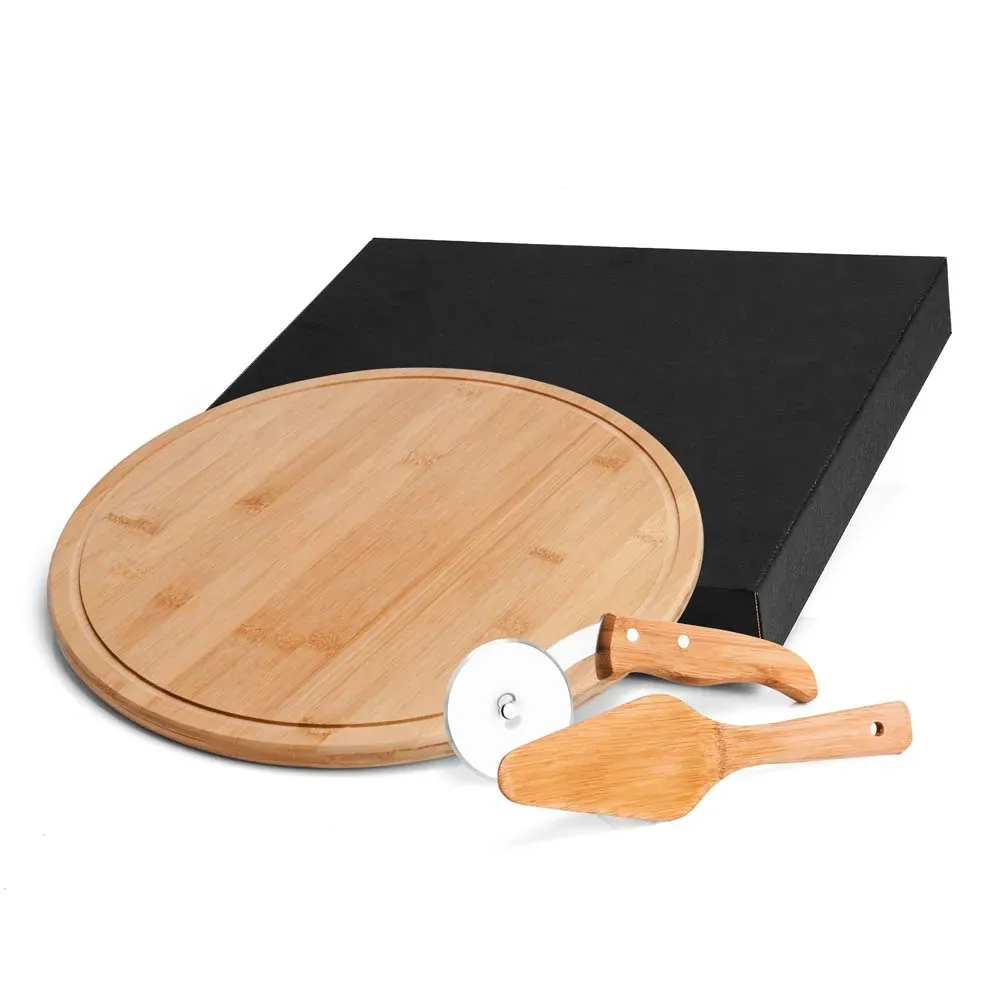 Conj. Para Pizza Em Bambu Napoli 35 Cm - 3 Pçs - Thumbnail 4