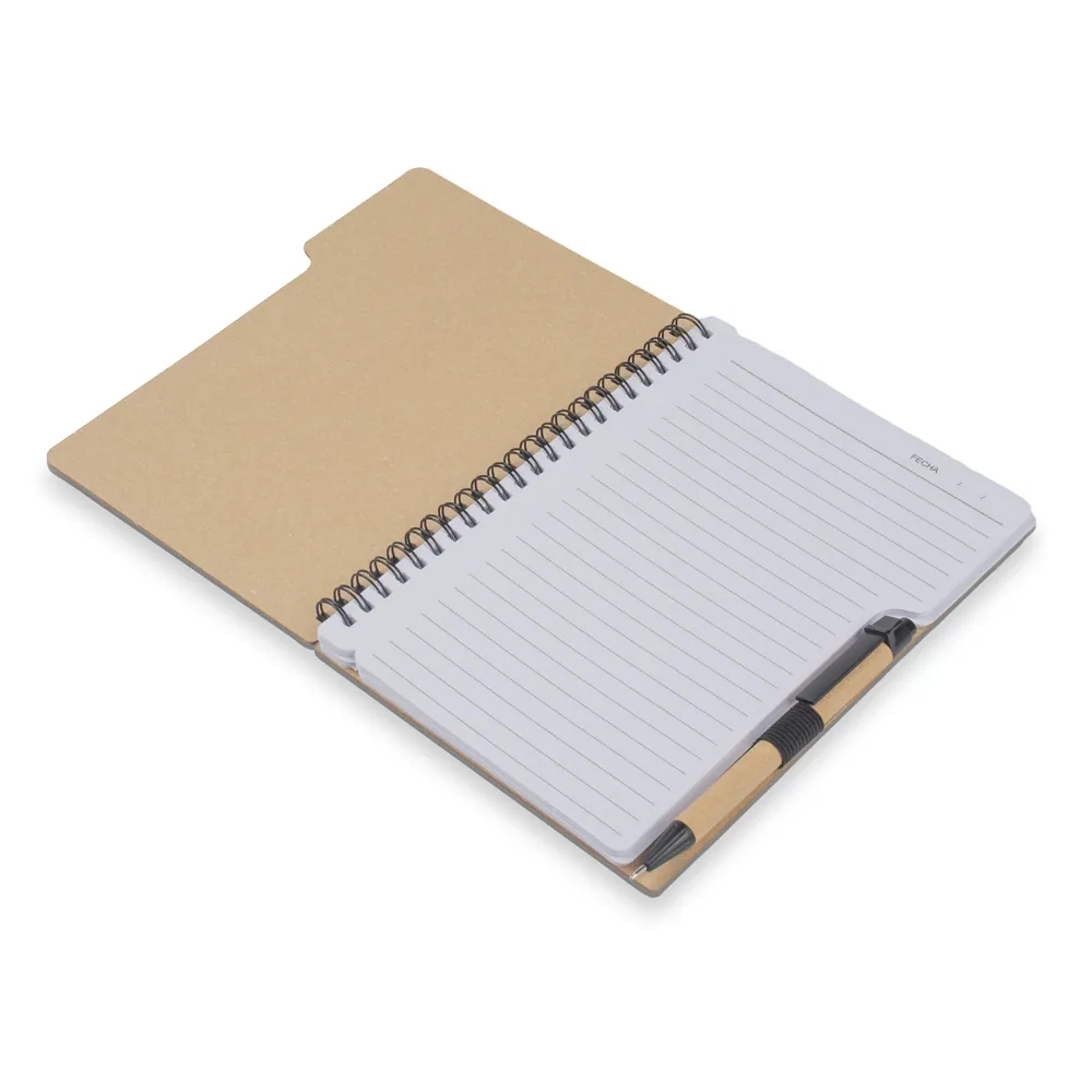 Caderno A5 Capa em Papelão Reciclado c/ Caneta - Thumbnail 4