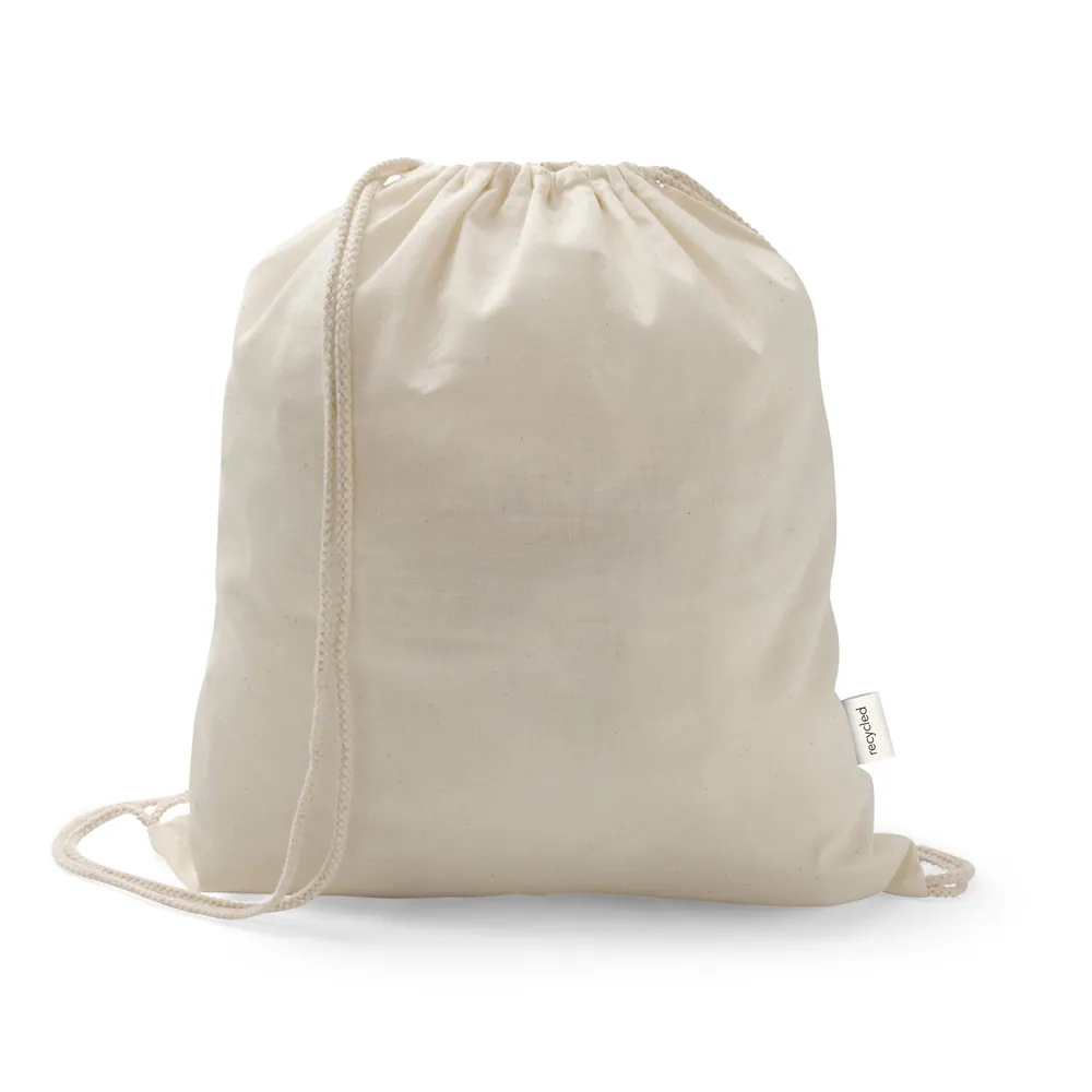 ISTANBUL. Sacola tipo mochila em 70% algodão reciclado e 30% poliéster reciclado (150 g/m²) sem tingimento - Thumbnail 9