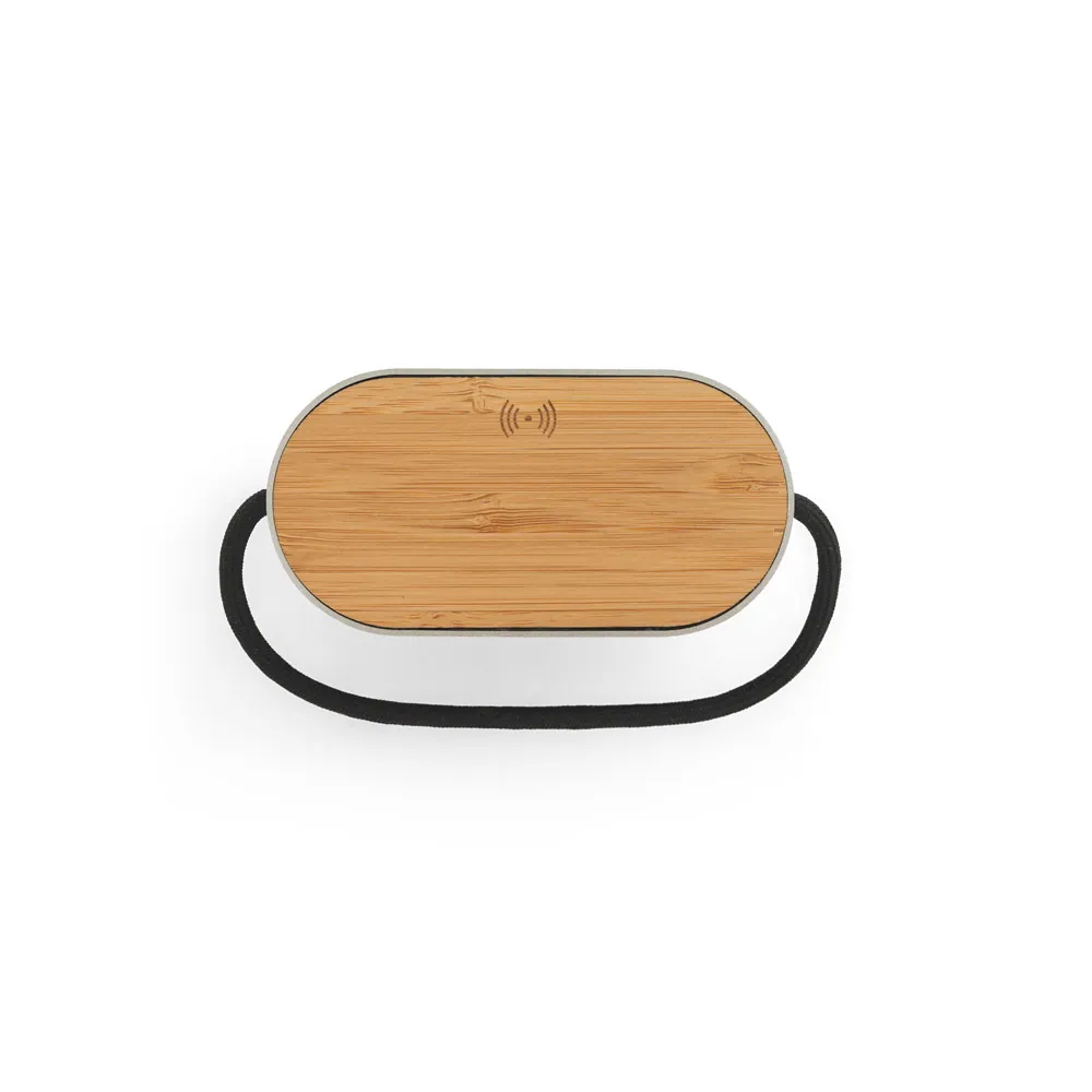 GUETTA. Caixa de som de 5W com carregador por indução super-rápido e autonomia de 2h (1.200 mAh), em bambu e PET 100% reciclado - Thumbnail 2