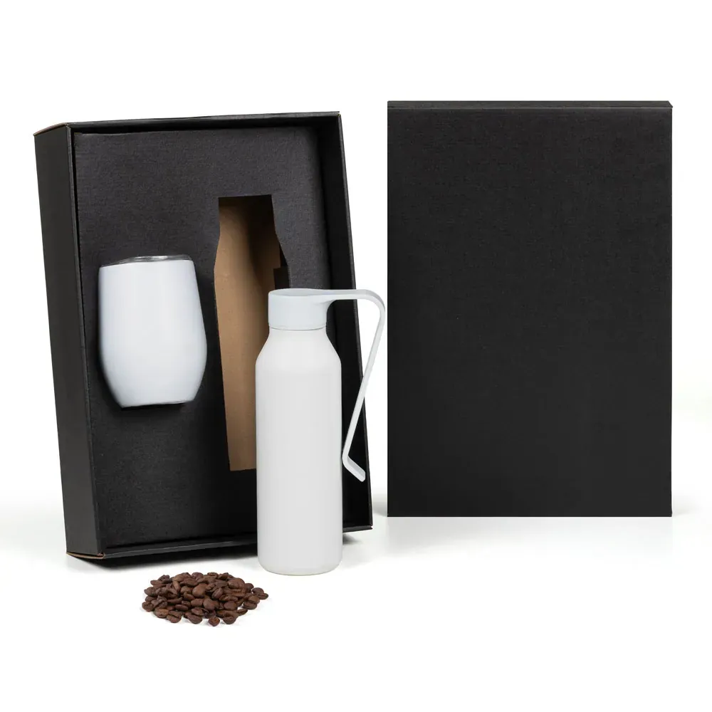 Kit Garrafa E Copo Térmico - Branco - 2 Pçs