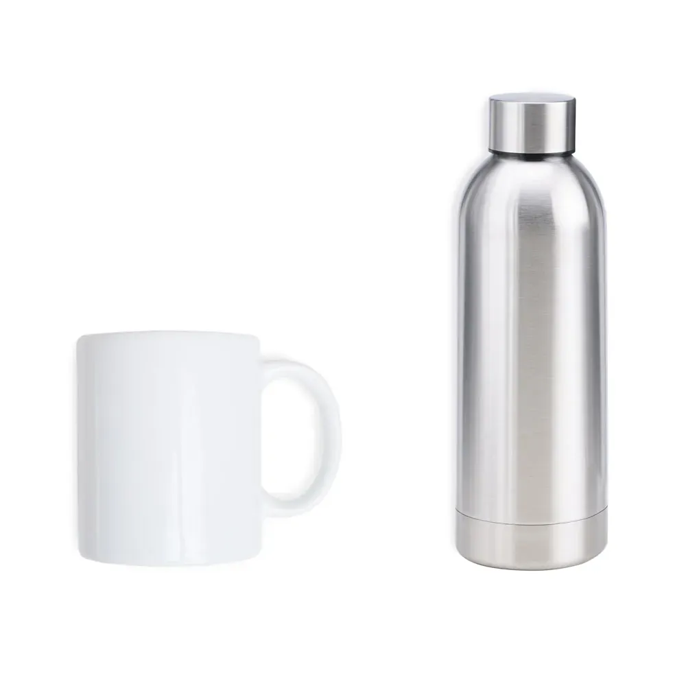 Kit Garrafa E Caneca - Prata/Branco 2 Pçs - Thumbnail 2