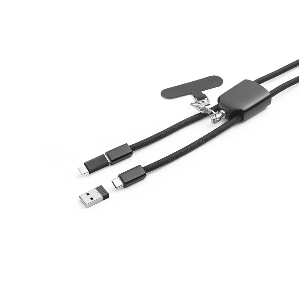 ZEWAIL. Cordão lanyard com suporte para celular incluso, cabo USB-C e diversos adaptadores em ABS reciclado e TPE reciclado - Thumbnail 3