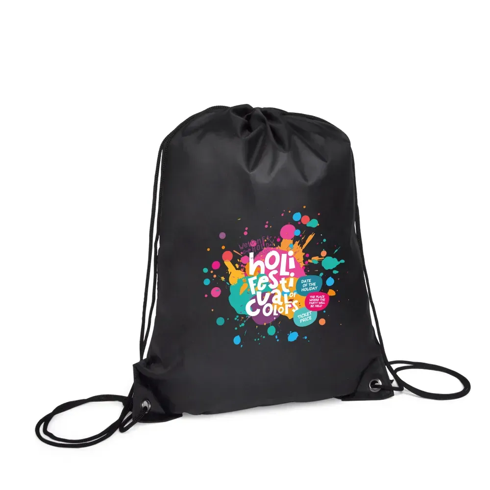 Mochila Sacola Em Nylon 190D - Preta - 42X32Cm - Thumbnail 8