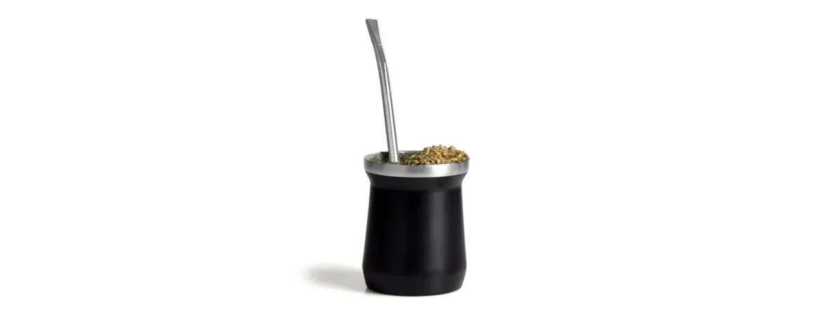 Cuia Térmica Em Aço Inox Com Bomba - Preto - 300Ml - Thumbnail 4