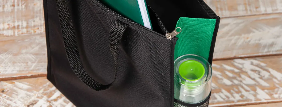 Sacola De Mão Em Nylon 600 - Preta/Verde - Thumbnail 2