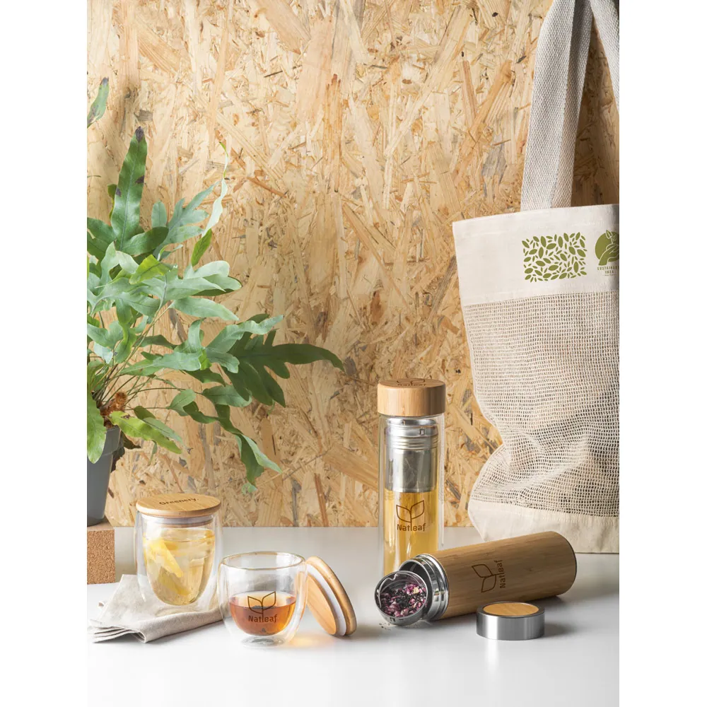 NATUREL. Garrafa térmica em aço inox 90% reciclado e bambu, de parede dupla isolada a vácuo (430 mL) - Thumbnail 10