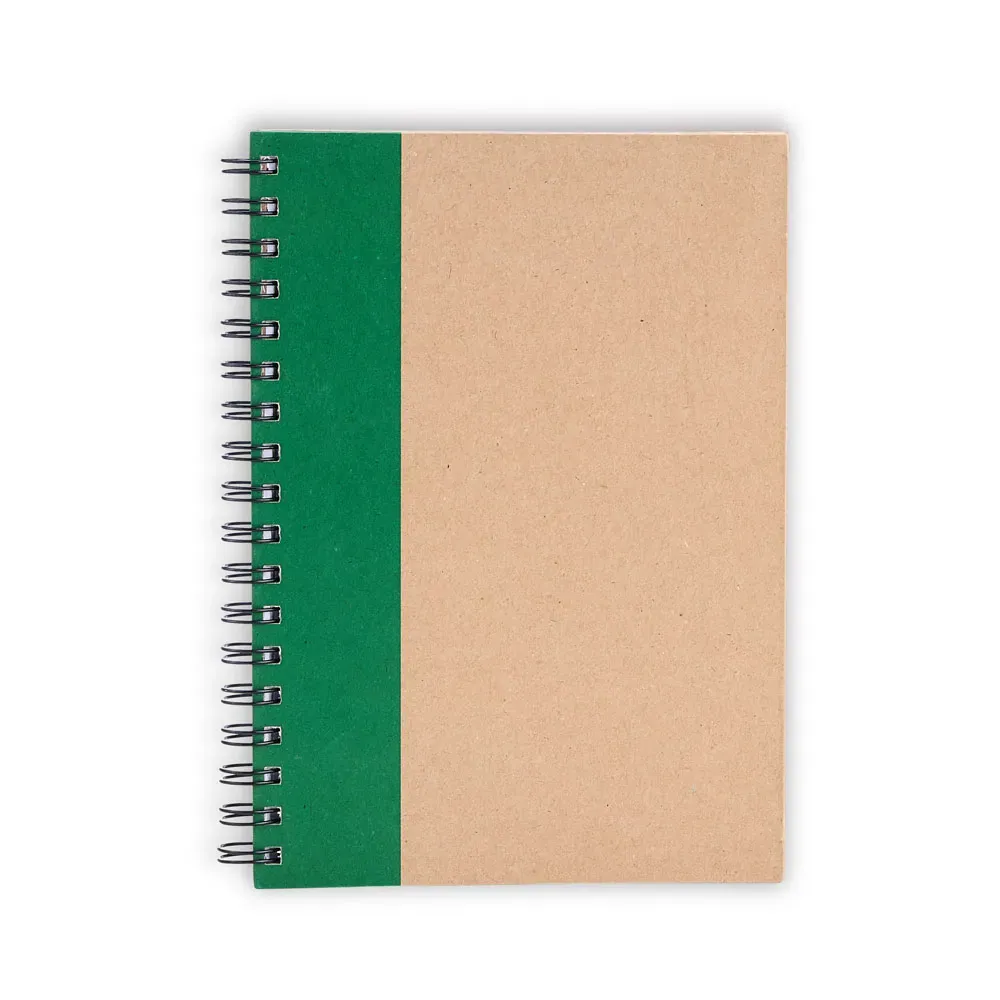 Caderno Pautado Com Wire-O - 23X18Cm - Bege/Verde - Thumbnail 4