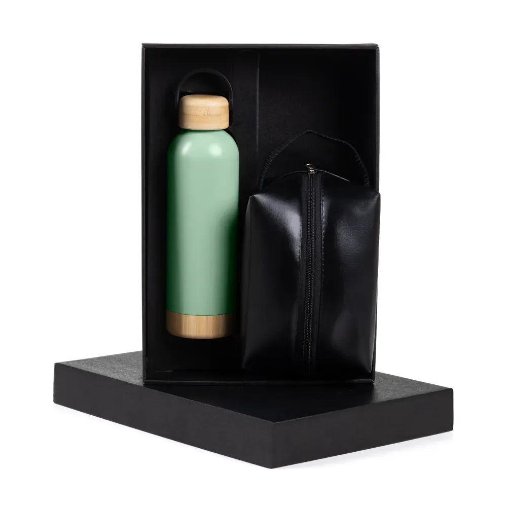 Kit Garrafa E Necessaire - Verde/Preto - 2 Pçs - Thumbnail 5
