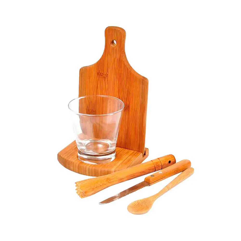 Kit Para Caipirinha Em Bambu / Madeira Ibiza - 0,35 L - 6 Pçs - Thumbnail 3