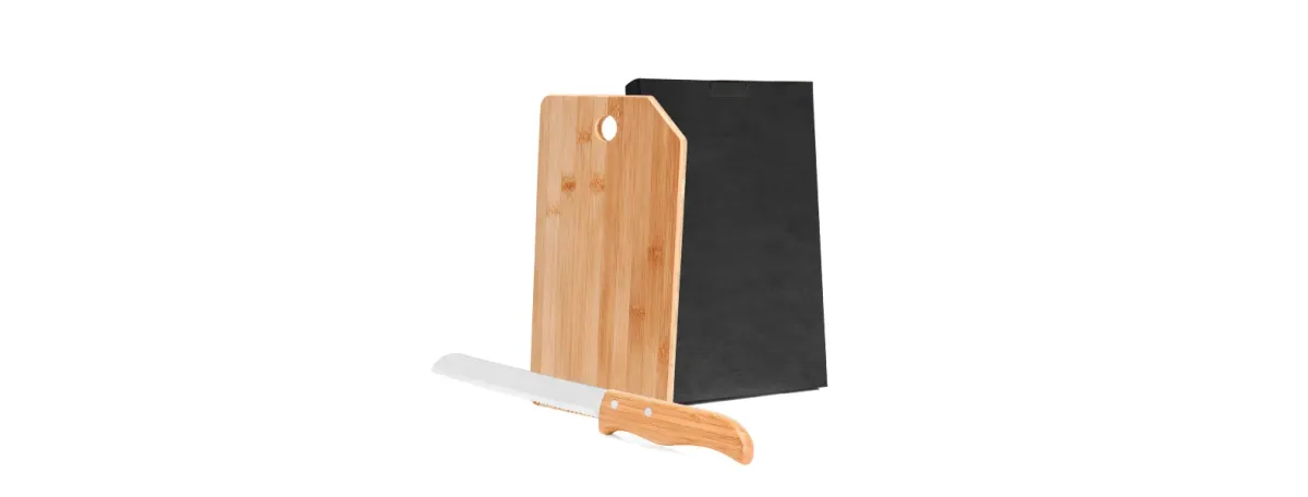 Conj. Para Cozinha Em Bambu / Inox - 2 Pçs