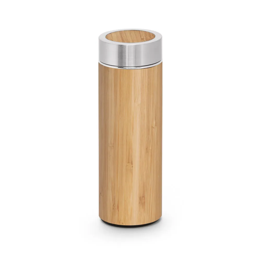 NATUREL. Garrafa térmica em aço inox 90% reciclado e bambu, de parede dupla isolada a vácuo (430 mL) - Thumbnail 4