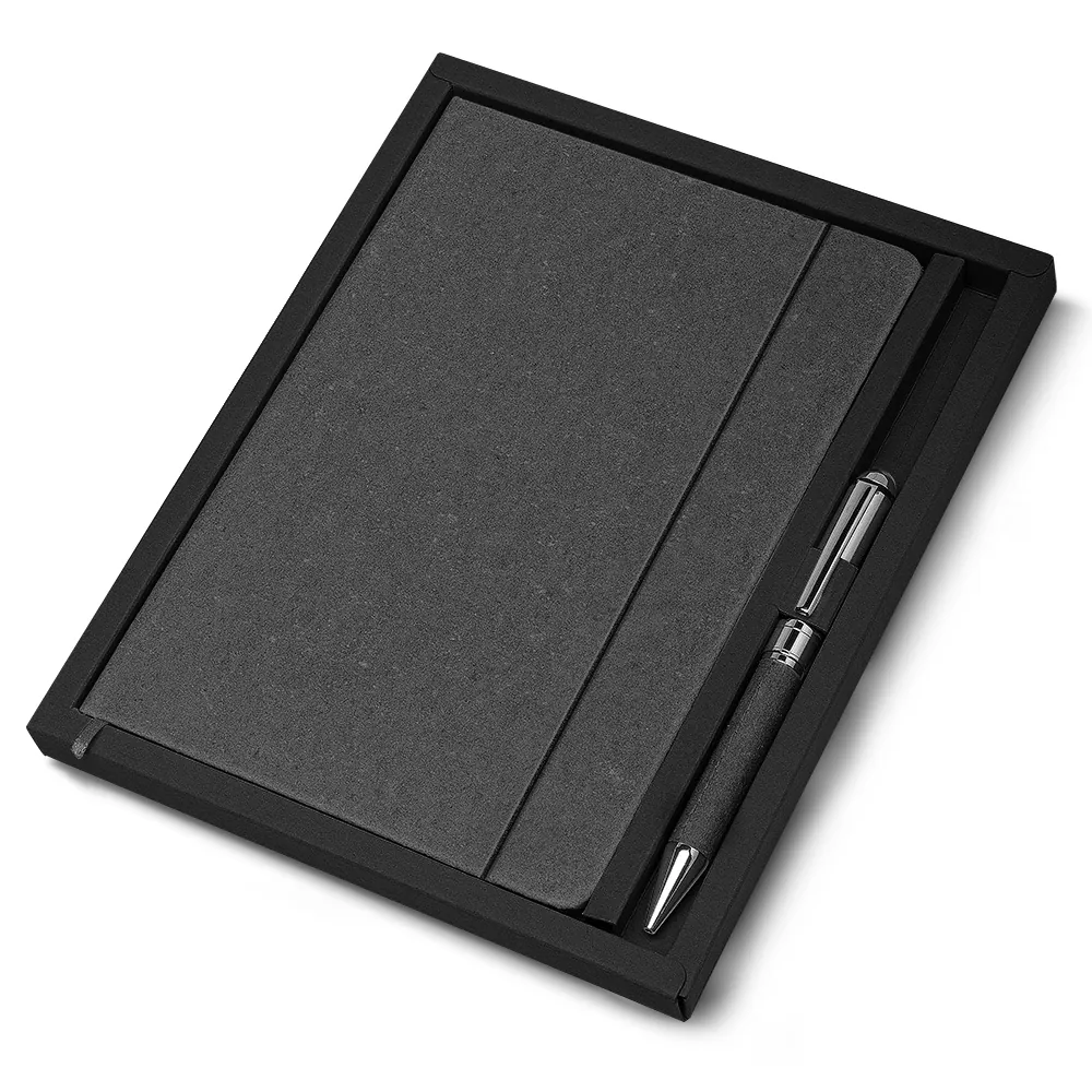 Kit Escritório A5 Capa em Couro Reciclado e Caneta Metalica - Thumbnail 6