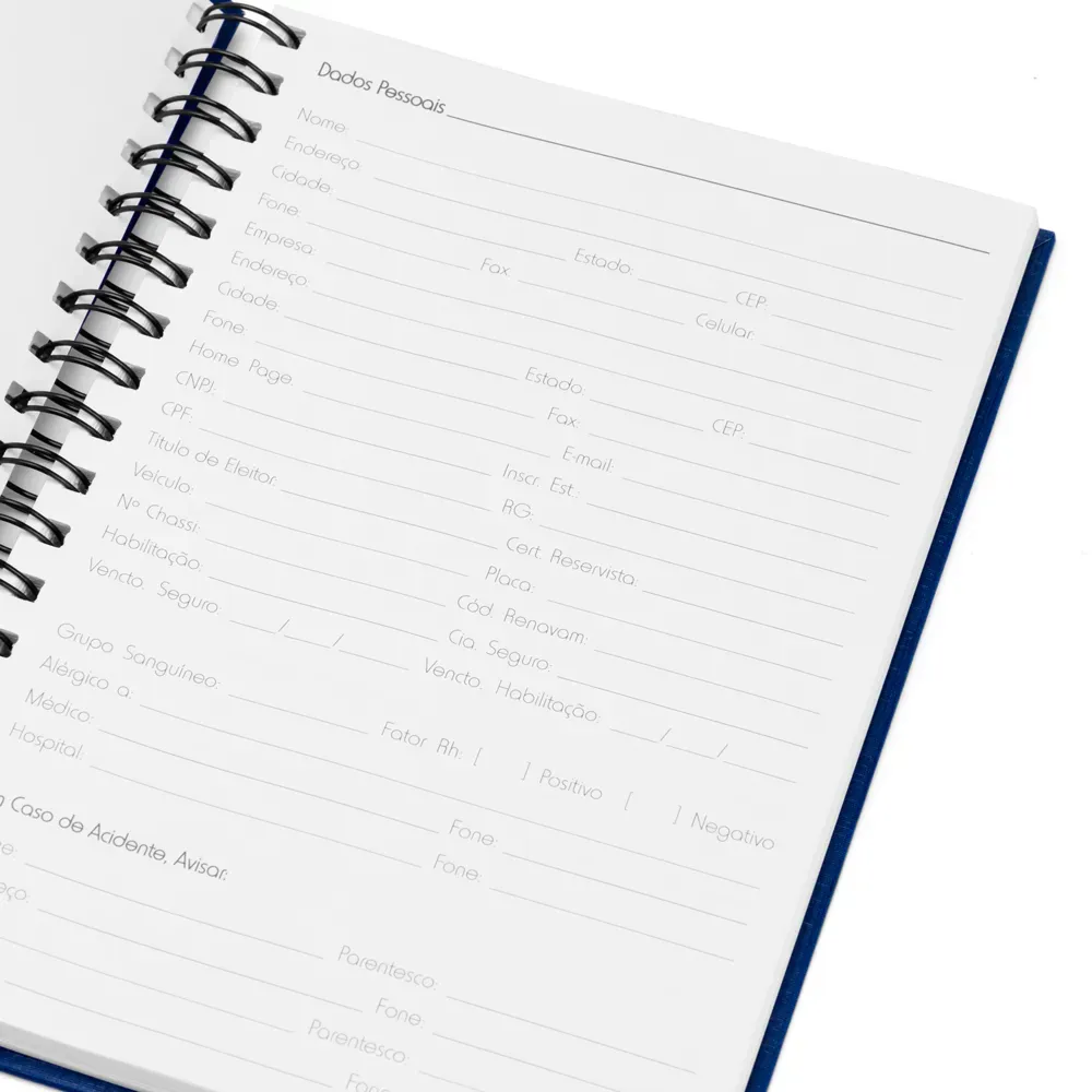 Caderno Pautado Com Wire-O - Azul - 23,5X18Cm - 100 Fls - Thumbnail 3
