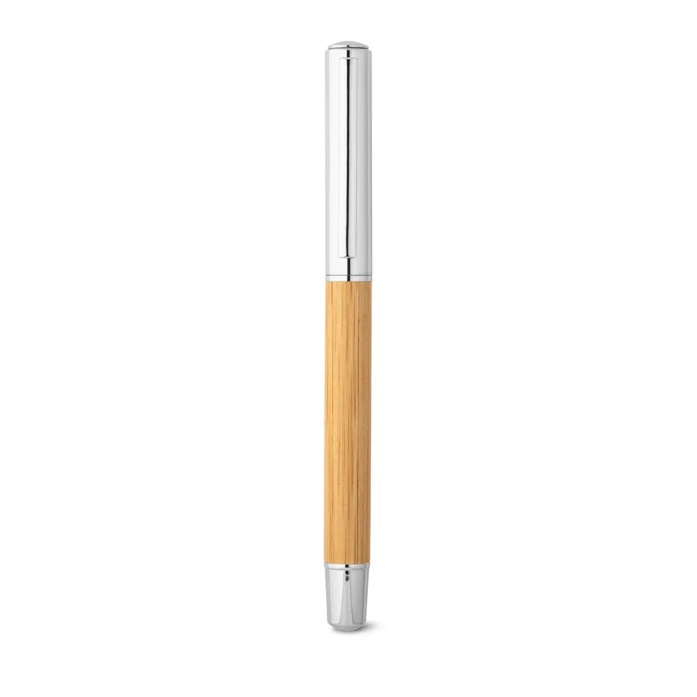 ELYSIA. Caneta roller em aço inox 90% reciclado e bambu com escrita em azul - Thumbnail 2