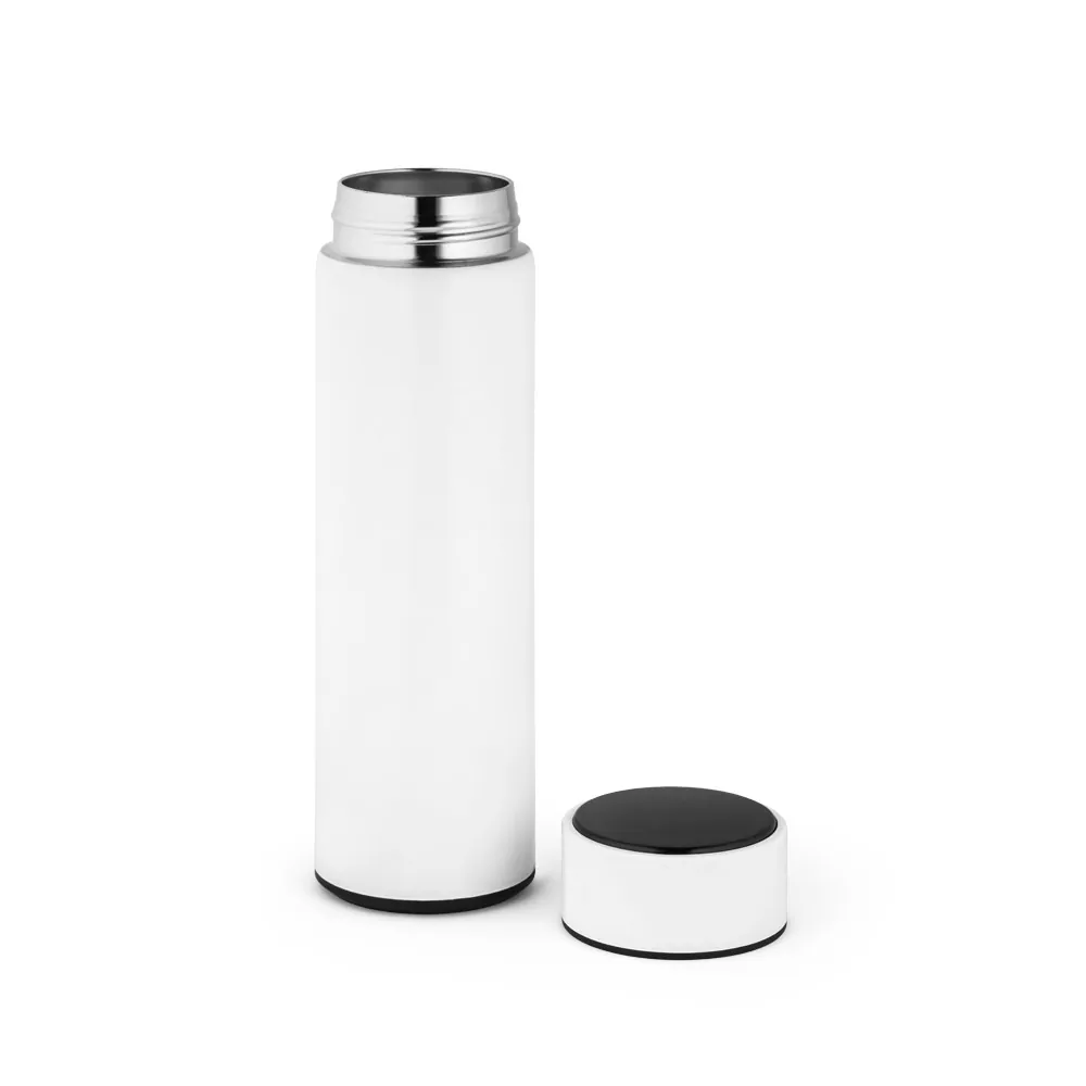 ROSSI. Garrafa térmica em aço inox de parede dupla isolada a vácuo, com termômetro digital (450 mL) - Thumbnail 4