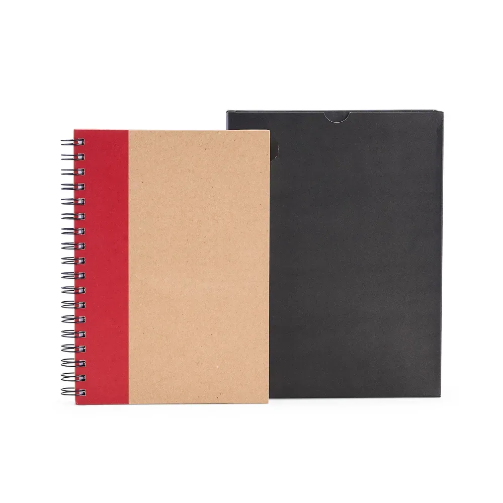 Caderno Pautado Com Wire-O - 23X18Cm - Bege/Vermelho