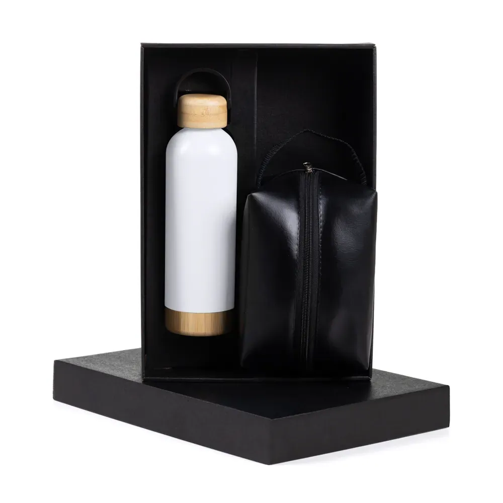 Kit Garrafa E Necessaire - Branco/Preto - 2 Pçs - Thumbnail 5