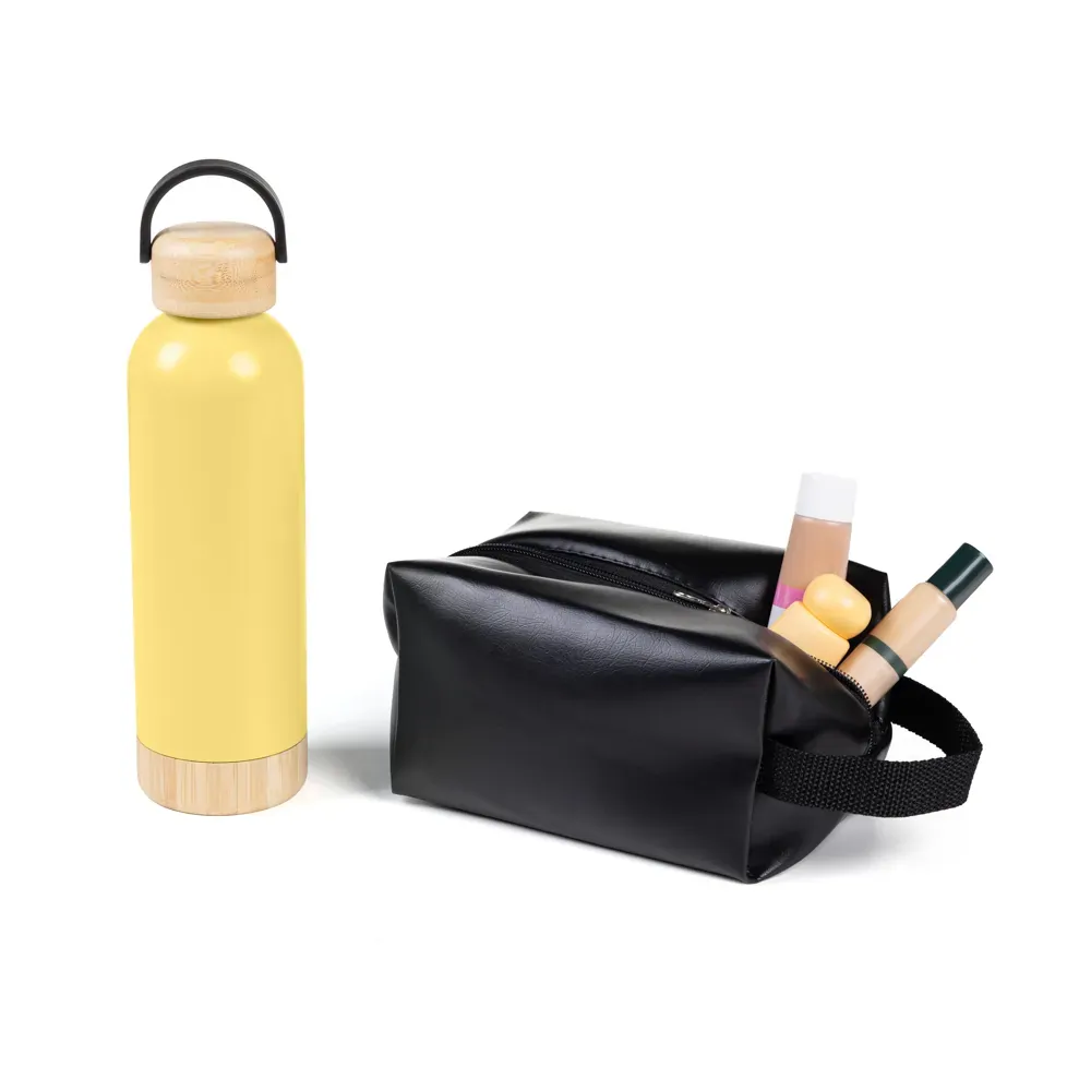 Kit Garrafa E Necessaire - Amarelo/Preto - 2 Pçs - Thumbnail 4