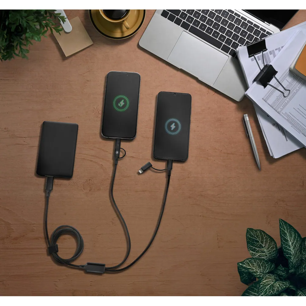 BERTOZZI. Cabo USB super-rápido 6 em 1 em alumínio 20% reciclado e PET 4% reciclado - Thumbnail 6