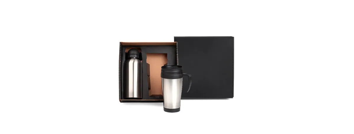 Conj. De Squeeze E Caneca Em Aço Inox 600/410 Ml- 2 Pçs