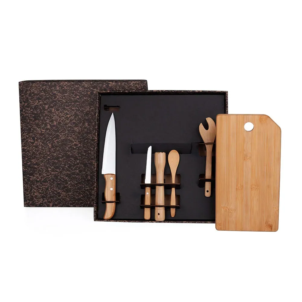 Kit Para Bar Em Bambu / Madeira Mônaco - 6 Pçs