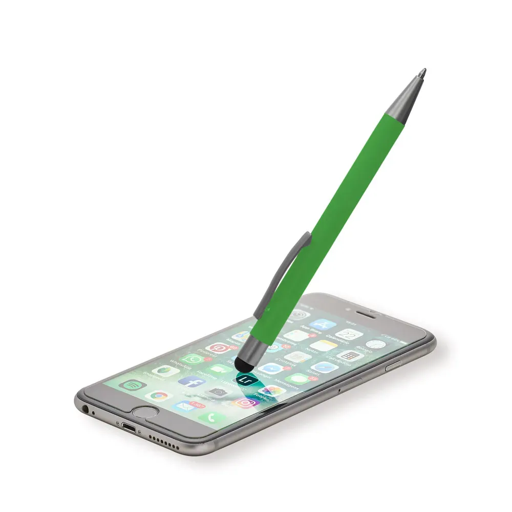 Caneta Esferográfica Em Alumínio Com Ponta Touch - Verde - Thumbnail 3