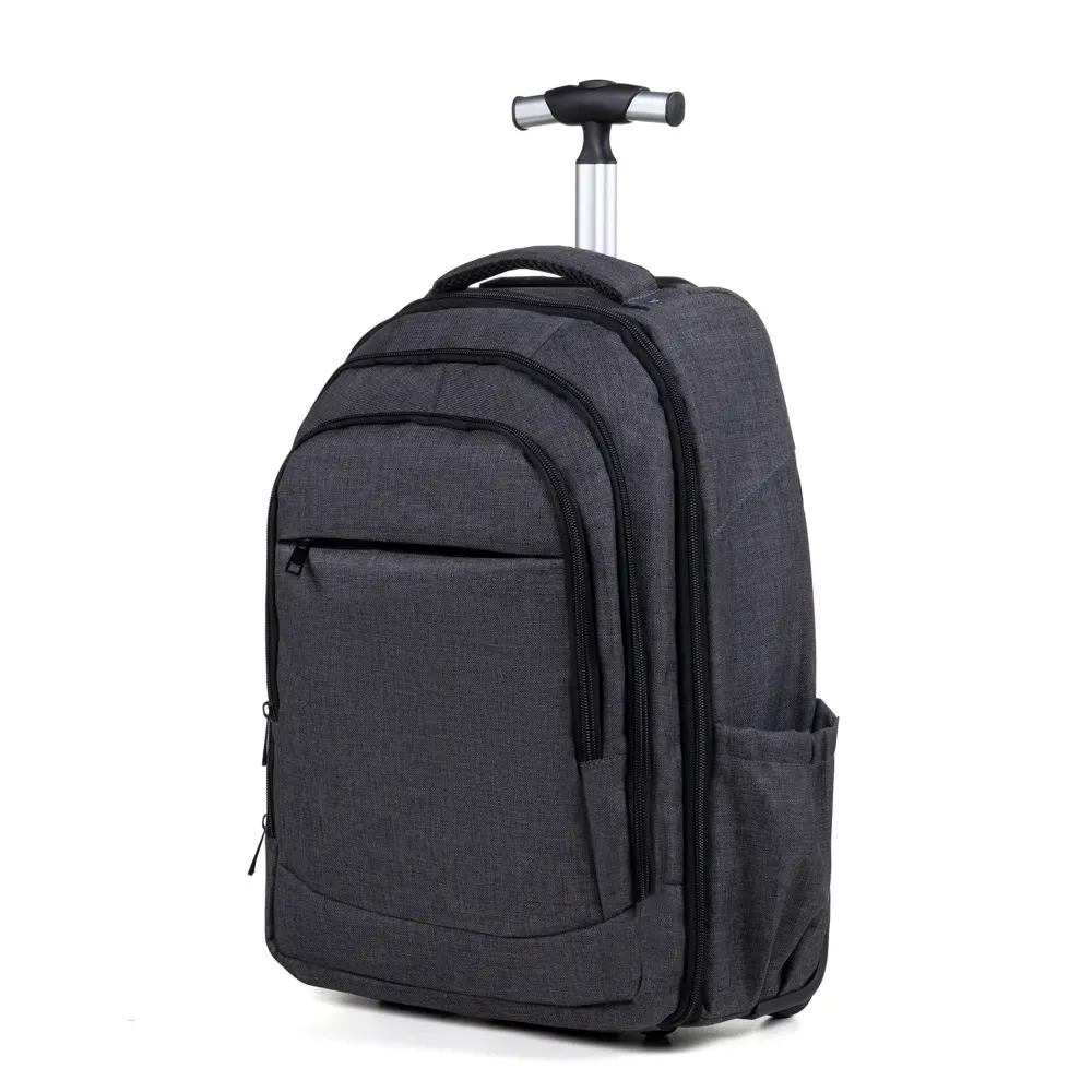 Mochila Em Rpet Com Rodinhas - Melange Cinza Escuro - Thumbnail 9