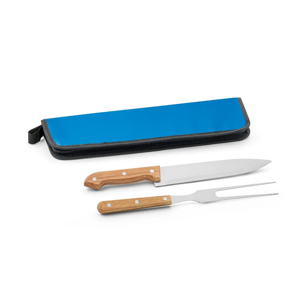 CUBAT. Kit churrasco em estojo de 210D com 2 utensílios em aço inox e madeira Seringueira - Thumbnail 4