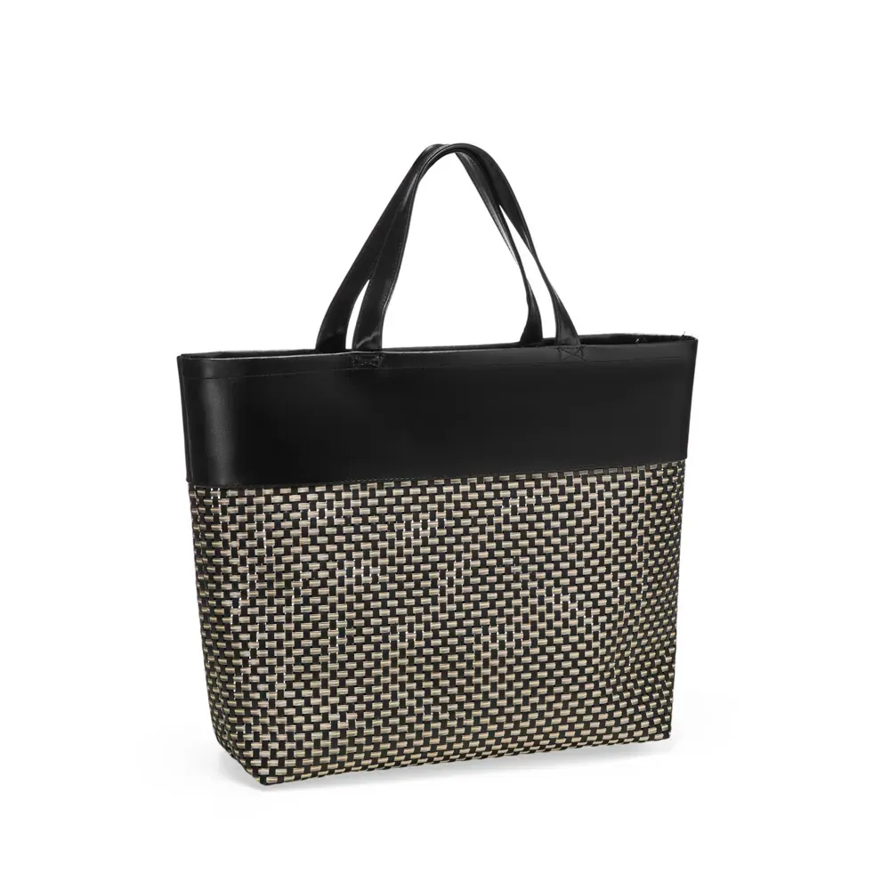 Sacola Em Pvc E Material Sintético - Premium - Preto/Xadrez - 48X33X13 Cm - Thumbnail 2