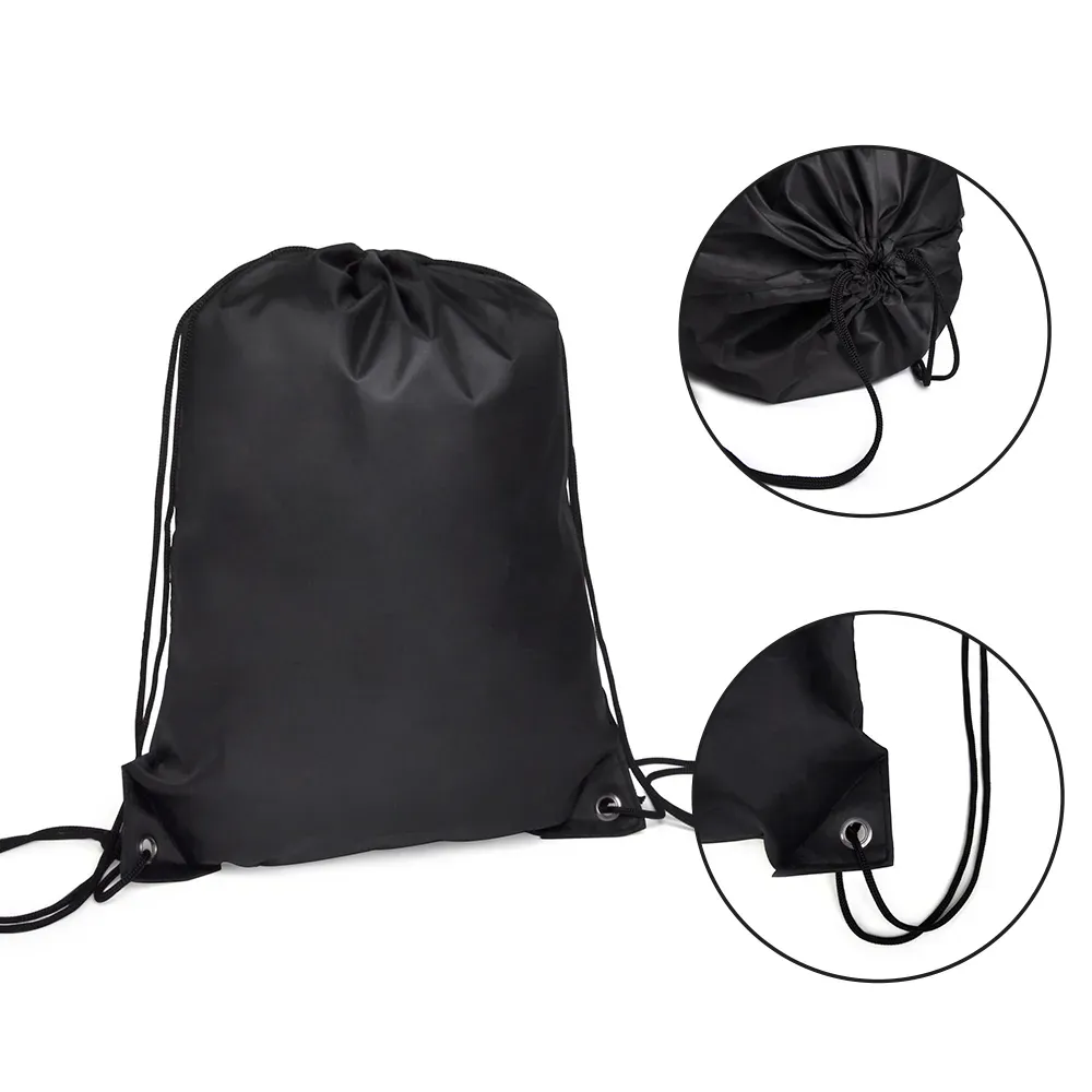 Mochila Sacola Em Nylon 190D - Preta - 42X32Cm