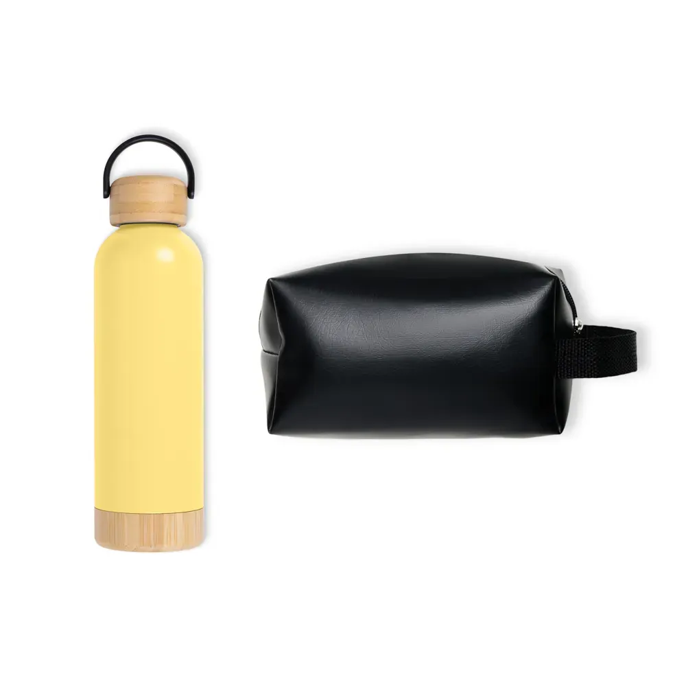 Kit Garrafa E Necessaire - Amarelo/Preto - 2 Pçs - Thumbnail 3