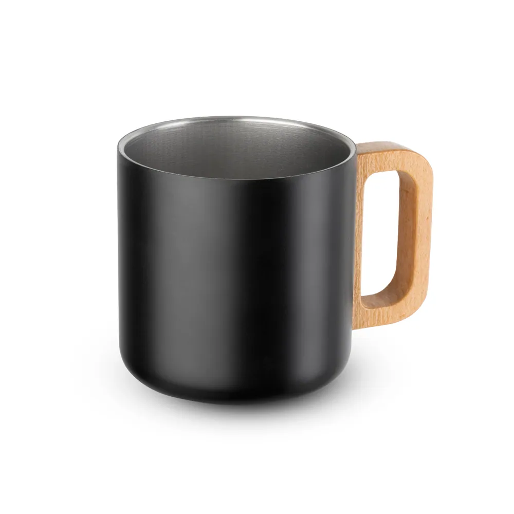 Caneca térmica com alça em madeira - Thumbnail 2