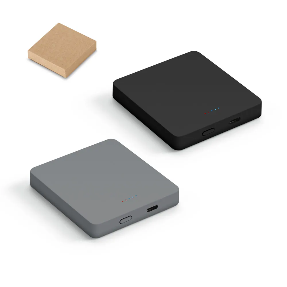 SMOOT 5. Bateria portátil com carregador por indução (wireless) em ABS 100% reciclado (5.000 mAh)