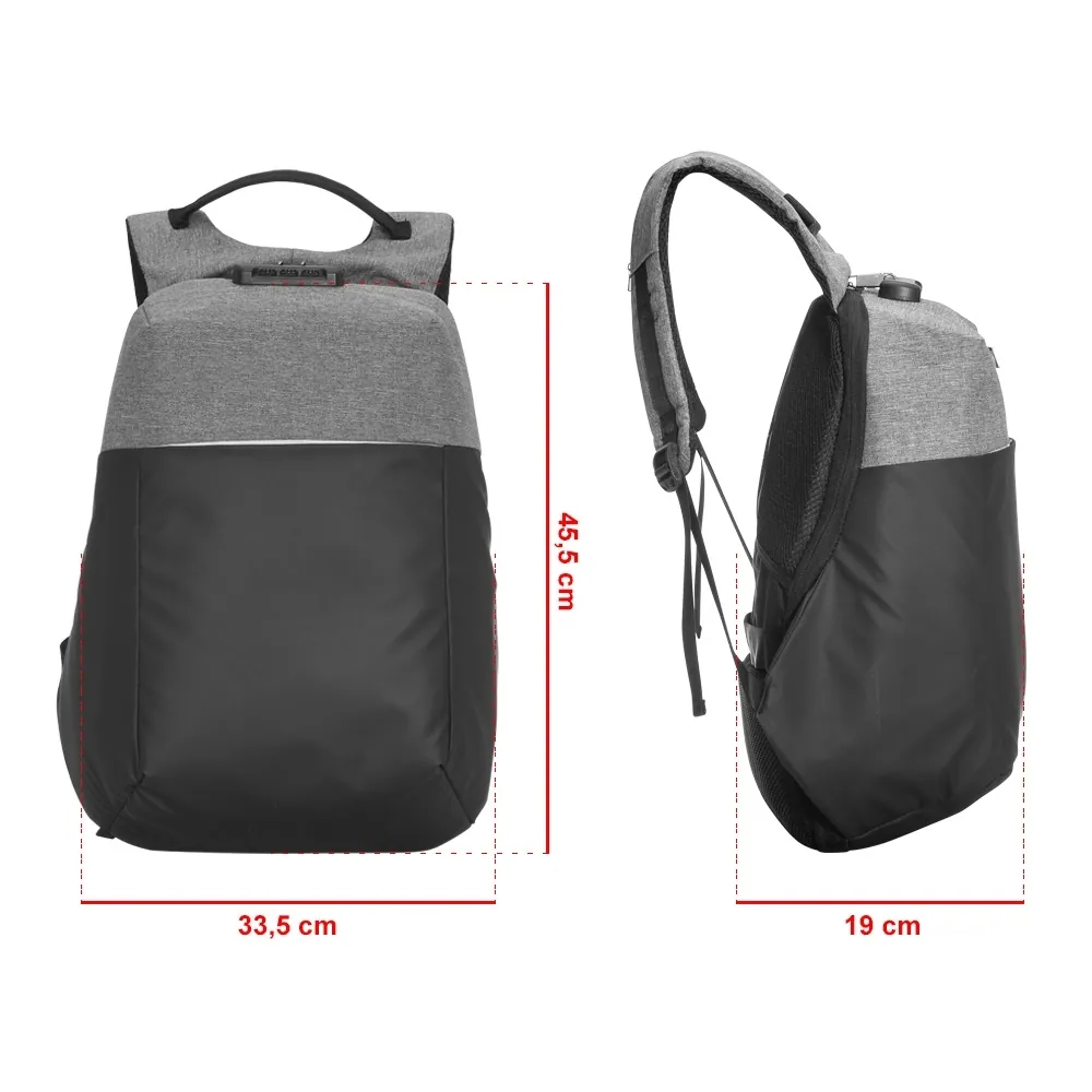 Mochila de Poliéster Anti-Furto USB com Segredo 31L - Thumbnail 14
