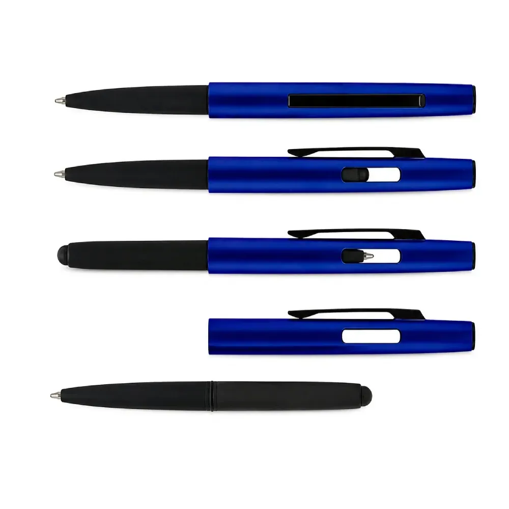 Caneta Esferográfica Em Abs Com Tampa Ponta Touch Azul - Thumbnail 2