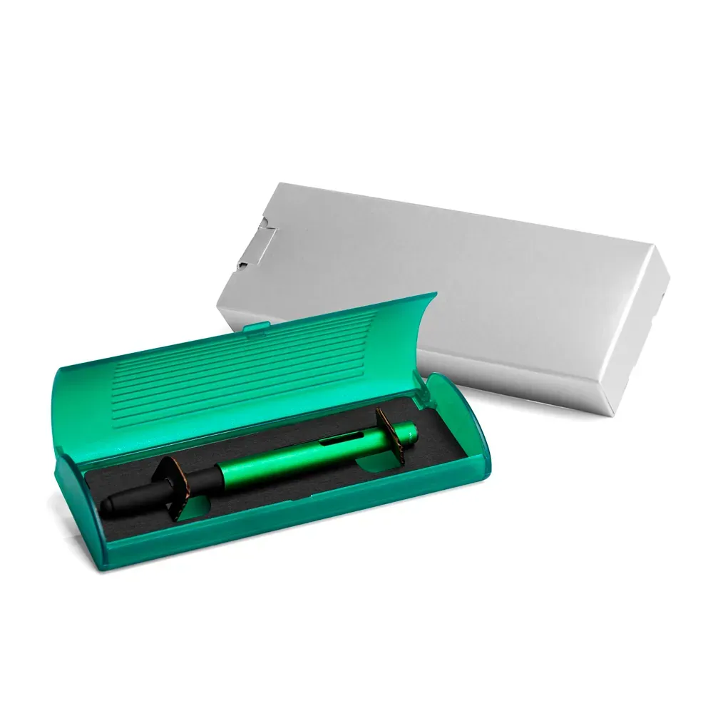 Caneta Esferográfica Em Abs Com Estojo - Verde