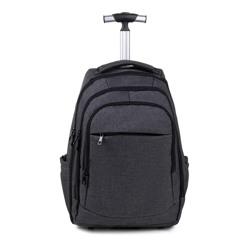 Mochila Em Rpet Com Rodinhas - Melange Cinza Escuro - Thumbnail 2