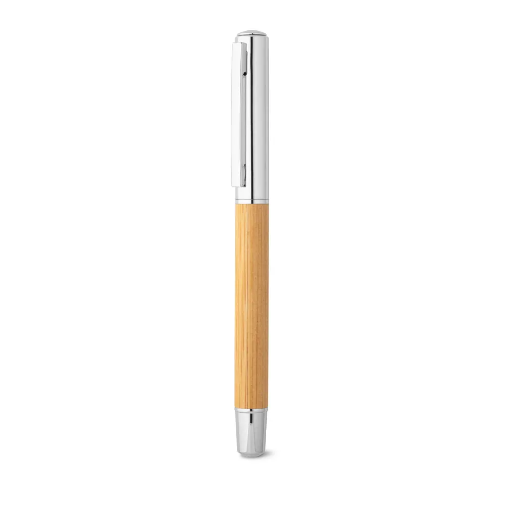 ELYSIA. Caneta roller em aço inox 90% reciclado e bambu com escrita em azul - Thumbnail 3