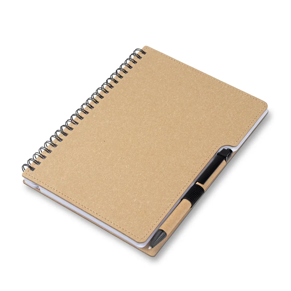 Caderno A5 Capa em Papelão Reciclado c/ Caneta - Thumbnail 2