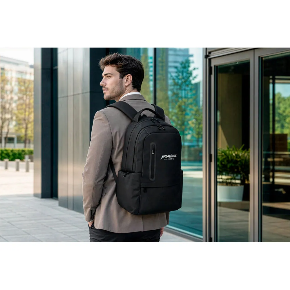 BOSTON SOLID. Mochila para notebook (17") em nylon 150D com 2 compartimentos acolchoados - Thumbnail 9