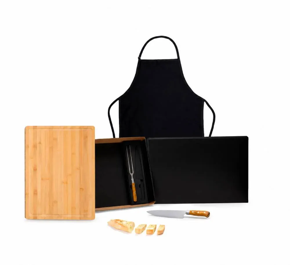 Conj. Para Churrasco Premium Em Bambu / Madeira / Inox - 4 Pçs