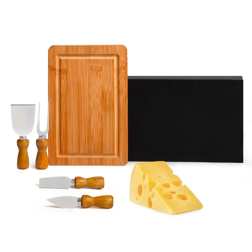 Conjunto Para Queijo Em Bambu/Inox - 5 Pçs