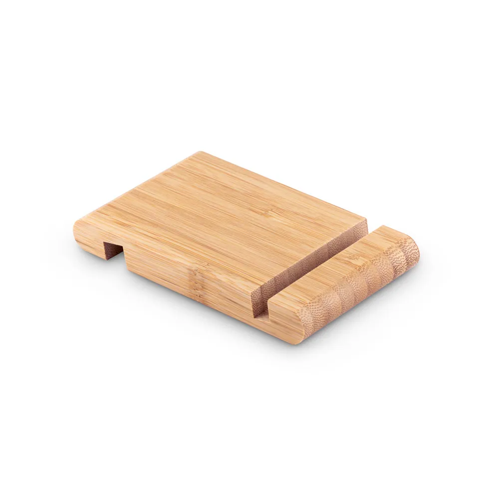 HABER. Suporte para celular com duas canaletas de tamanhos diferentes, em bambu - Thumbnail 2