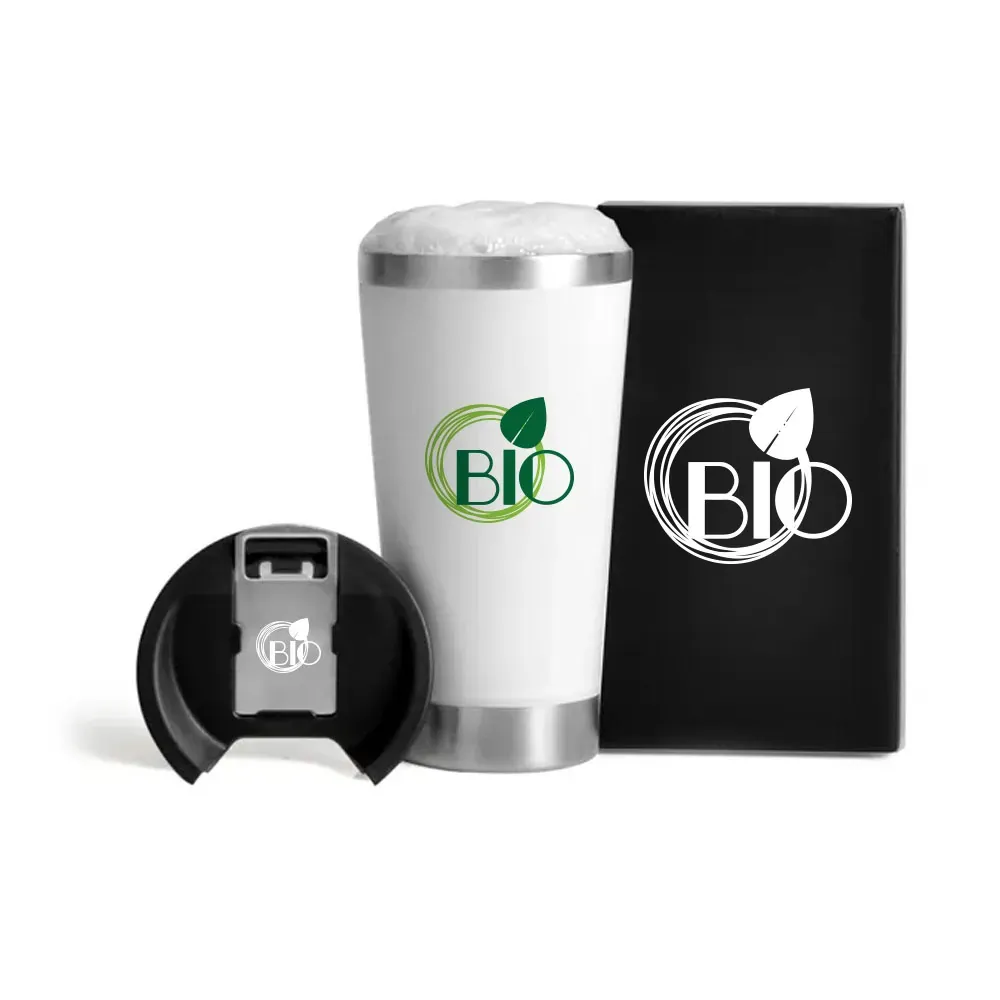 Copo Térmico C/ Tampa E Abridor - Branco - 500 Ml - Thumbnail 4